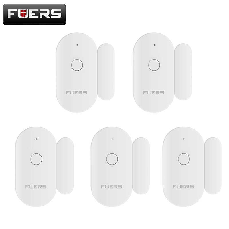 FUERS Wireless WiFi Mini Magnetic Sensor Tuya Smart APP Control Home Safety Protection 2.4GHz Smart Door Sensor: 5 pcs