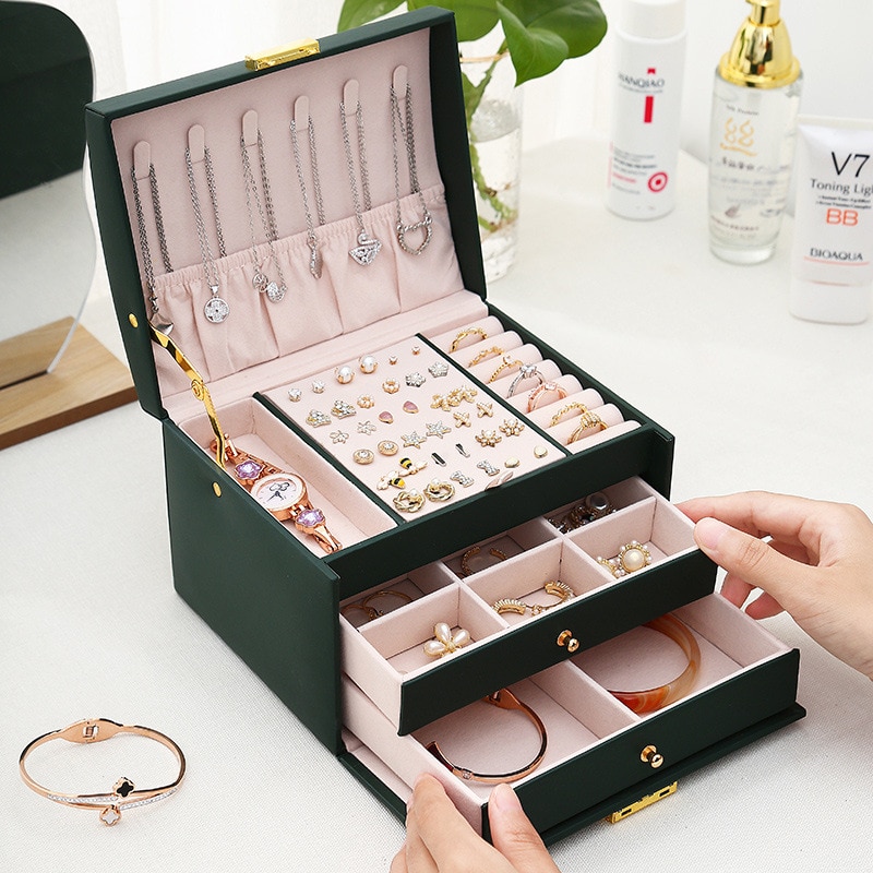 Bloong Lagen Sieraden Organizer Box Exquisite Vrouwen Meisjes Display Houder Oorbel Ring Ketting Opslag
