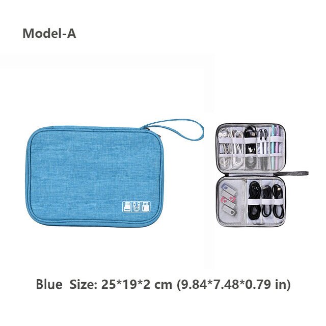 Odporne na wstrząsy elektroniczne akcesoria podróżne torba cyfrowa torebka na słuchawki gadżety etui Power Bank kabel do ładowarki USB Organizer: Blue Model A