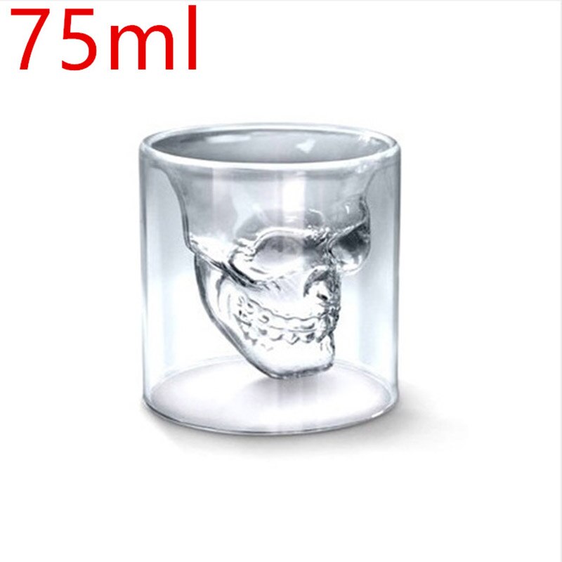 Halloween Skull Head Crystal Fles Whiskey Vodka Wijn Decanter Fles Whisky Glas Bier Glas Geesten Cup Water Glas Bar Thuis: 75ML-Double layer