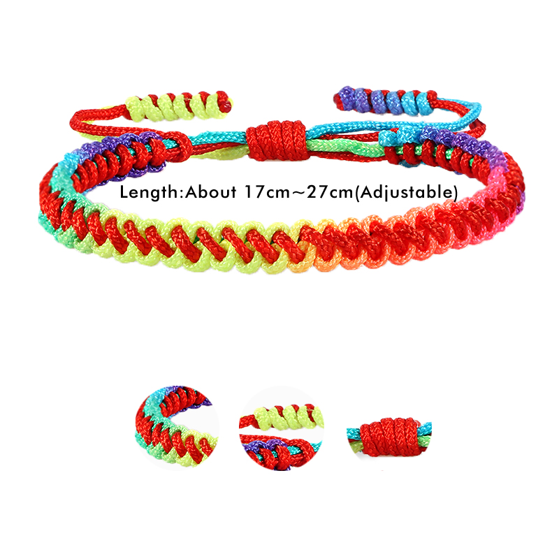 Lucky Colorful Rainbow Knots Braided Bracelet For Women Men Couple Handmade Adjustable Prayer Nylon Rope Bangles Travel