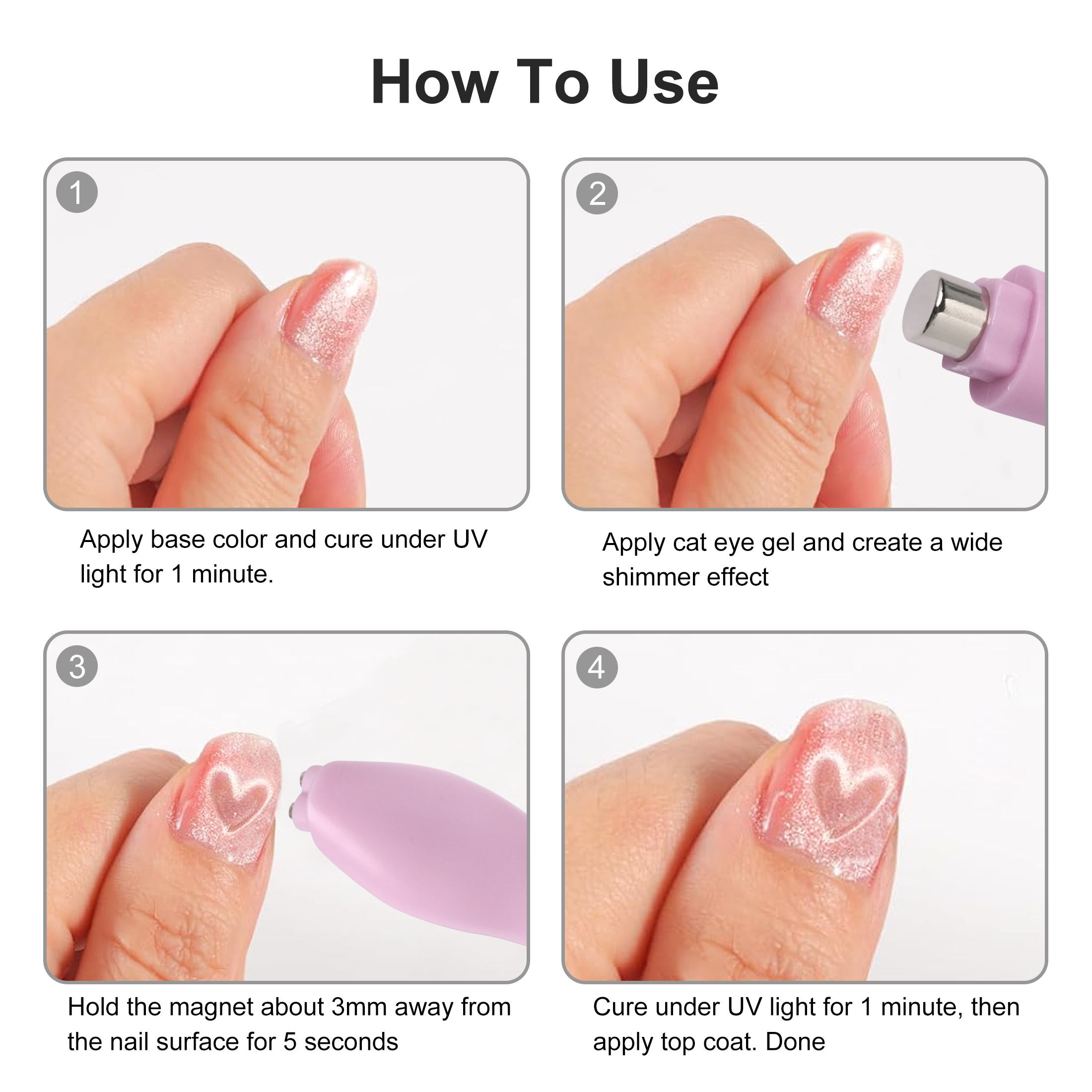 Bolígrafo magnético de ojo de gato 3 en 1 para Gel de uñas UV/LED, imán de ojo de gato de amor desmontable, arte de uñas, efecto de amor/luna/doble línea