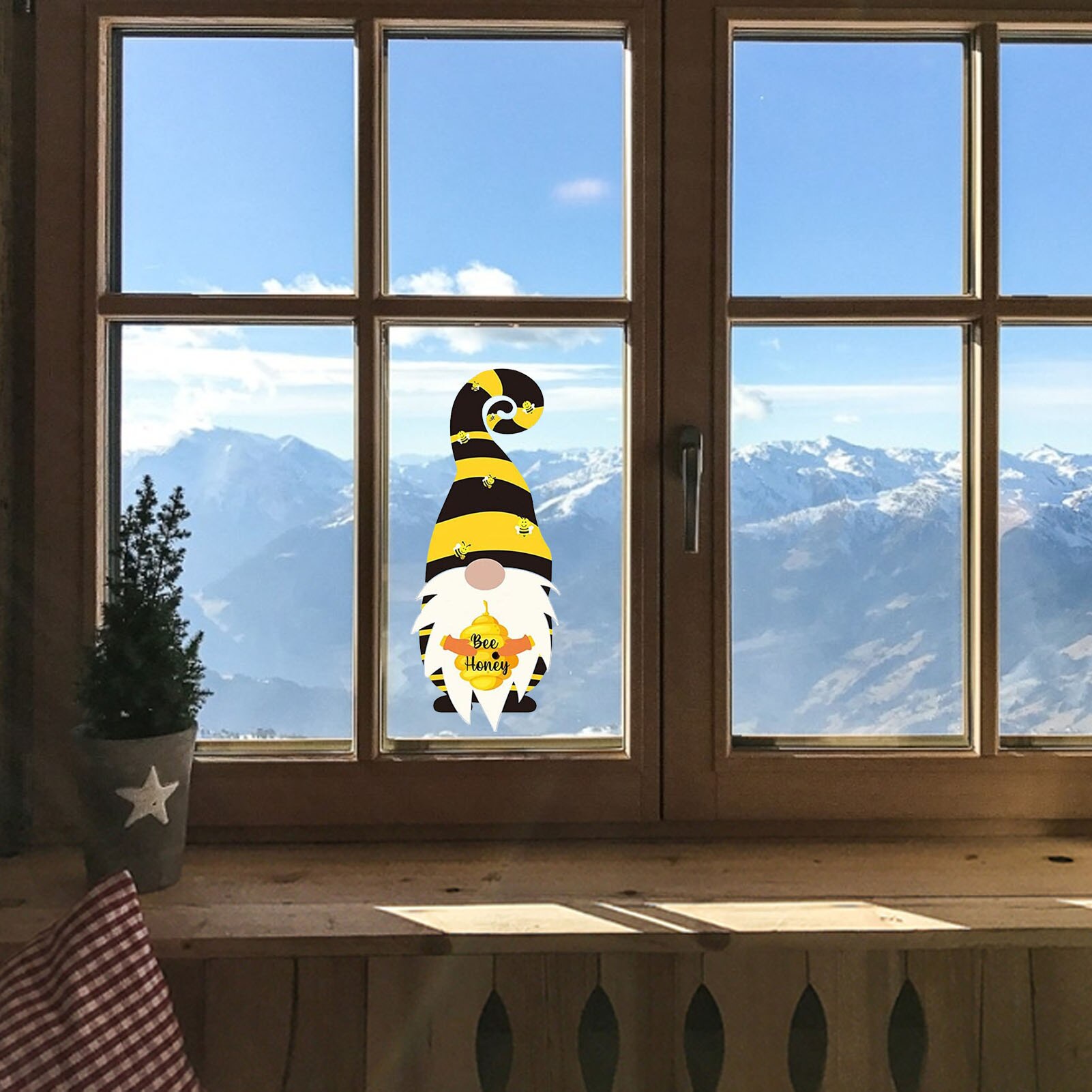 Honey Bumble Bee Window Sticker Bee Gnomes Window Sticker Decal Lovely wall decoration Easy to paste safe and durable