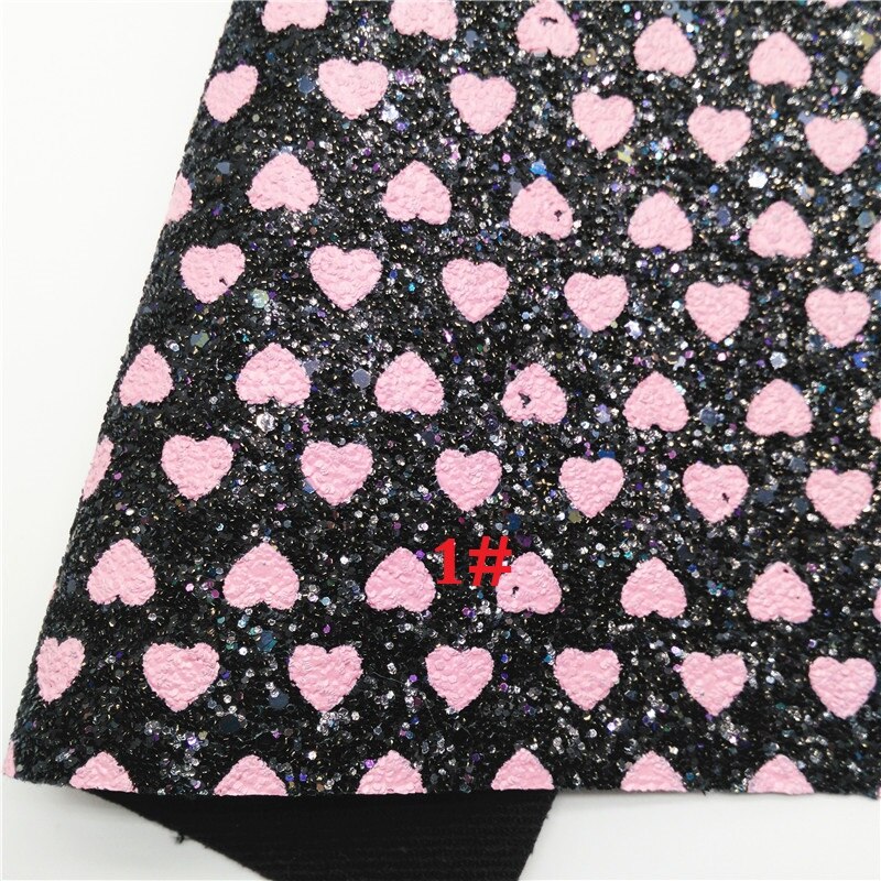 O glitterwishcome 21x29cm a4 tamanho corações imprimiu o couro grosso do brilho, vinil da tela do couro do falso para arcos, gm599b: 1