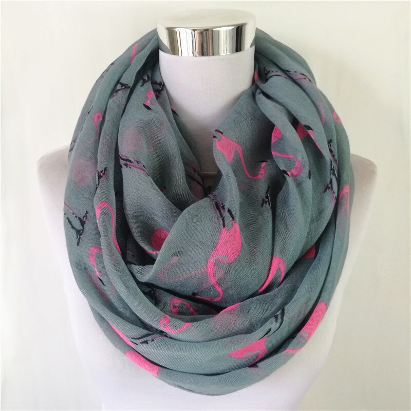 Bufanda de flamencos infinity para mujer, pañuelos circulares pequeños de animales de , bufanda de lazo gris Beige, bufanda de anillo de pájaro para mujer