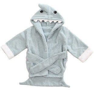 Charactor Newborn Bathrobe baby Robe 7Color Child Roupao Kids Contton Banho Robes Baby Clothing Bath Robe Infantil Pajamas: blue shark