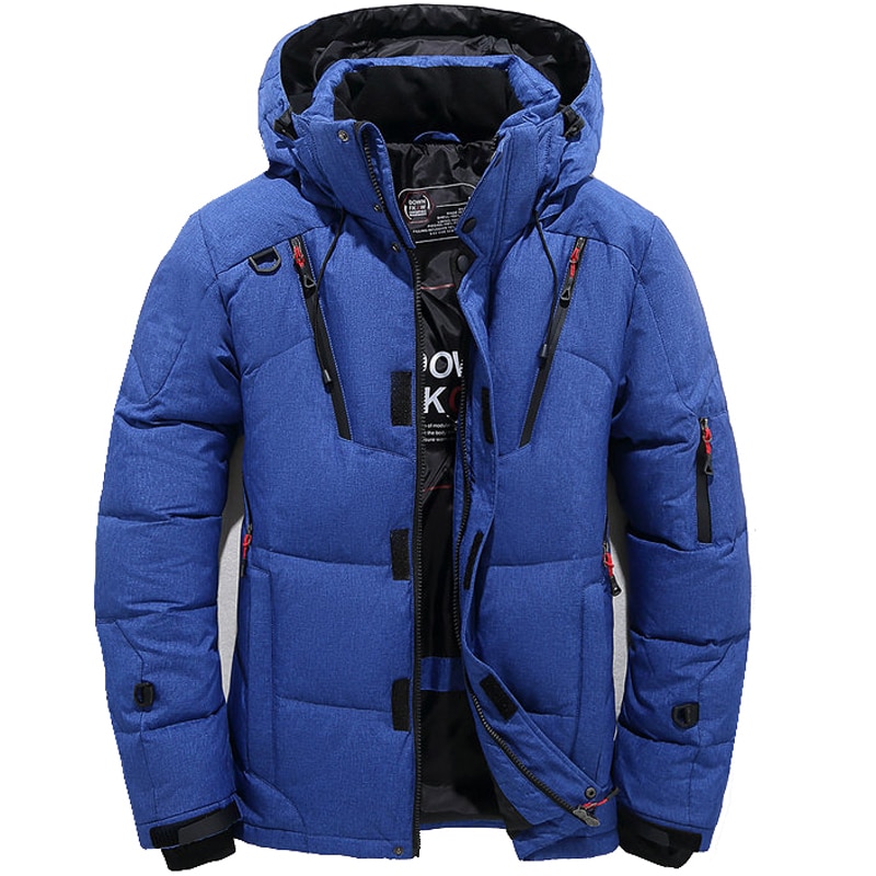 Mannen Parka Down Dikke Warme Winter Jacket Hooded Thicken Duck Down Jas Casual Slim Overjas Met Veel Zakken mens