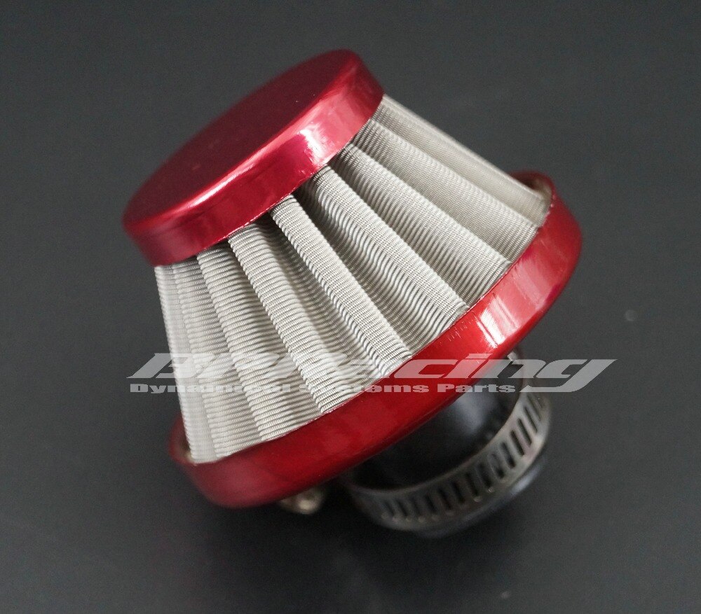 9mm Air Intake Manifold Crankcase Vent Valve / Valve Breather Intake Round Air Filter Red /silver