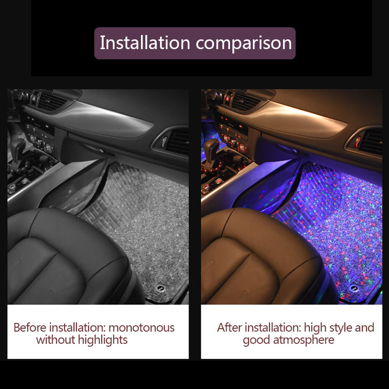 4 en 1 luces LED de ambiente para coche colorido RGB Interior suelo luces en pies Universal Auto USB decorativo lámpara de ambiente coche estilo