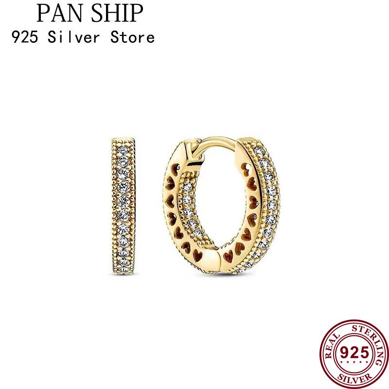100% 925 серьги Pan Prata Brincos Mulheres Pequenos Corações Com Pan Brincos de Cristal Do Parafuso Prisioneiro Para As Mulheres Presente de Casamento Moda Jóias