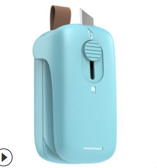 Xiaomi bærbar forseglingsmaskine husholdnings mini håndpresset varmelegeme forsegler madpose snack plastpose tætningsklemme unboxing kniv: Lysegrøn