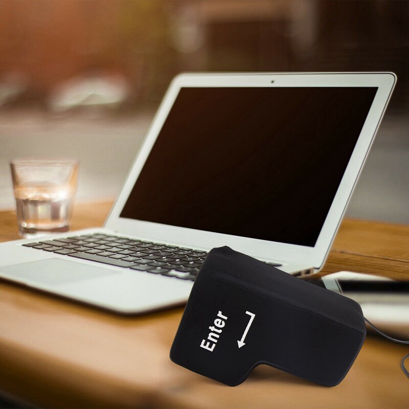 Stress Relief Release Enter Giant Big Button USB Enter Key Pillow Supersized Unbreakable Office Home Computer Laptop Novelty Toy