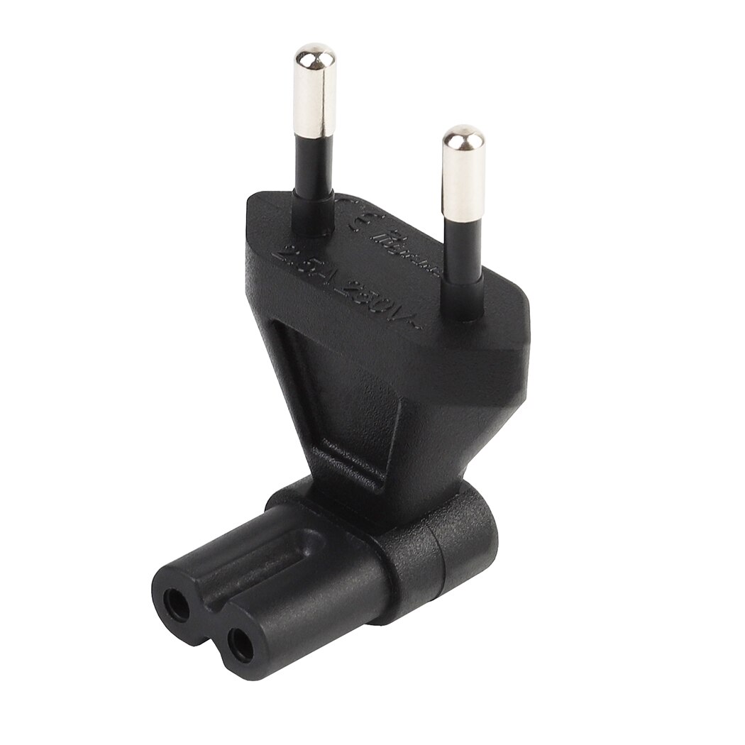 JORINDO EU TO IEC320 C7 conversion plug, European 2 Pin to IEC 320 C7 RIght Angle AC adapter