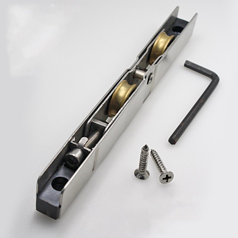 156*13*20mm Sliding Door Plastic Steel Window Pulley Aluminum Alloy Roller Muted Brass Wheel Household Hardware Part