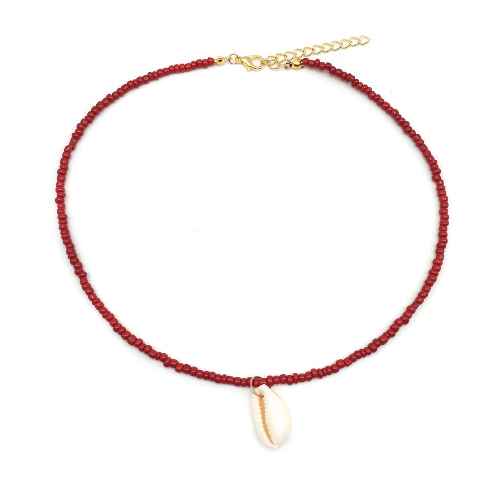 Proste koraliki shell Strand naszyjnik kobiety String z koralikami krótkie shell Choker naszyjnik biżuteria 16 cali Chokers naszyjnik prezent: 9