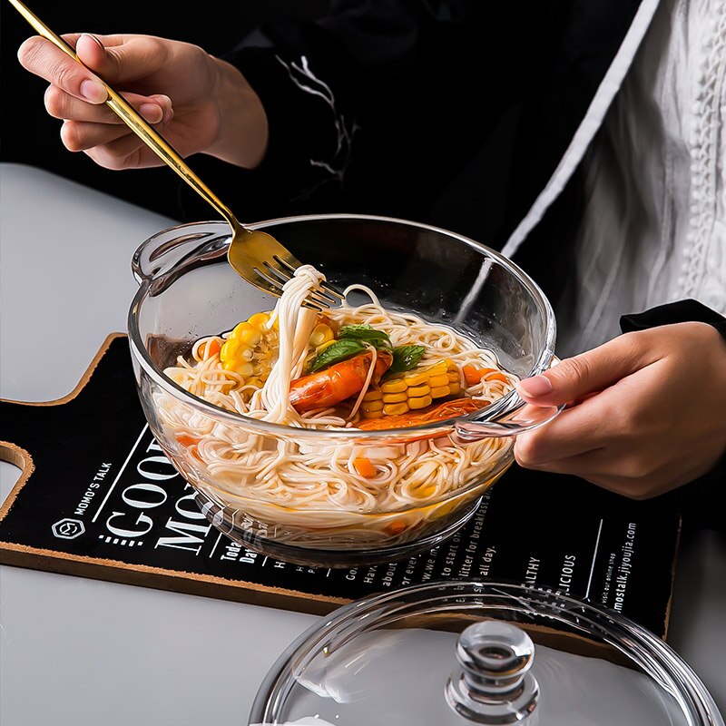 Olla de vidrio templado resistente al calor, olla gruesa con tapa adecuada para cocina, hogar, transparente, frío y