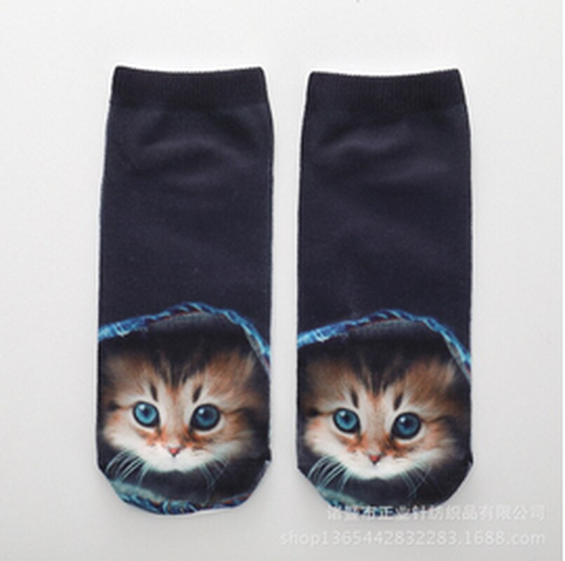 Vrouwen Funny Animal Leuke 3D Print Sokken Vrouwen Sokjes Unisex Sokken Vrouwen Mode Sox Cartoon Kat Voor vrouwelijke: 003