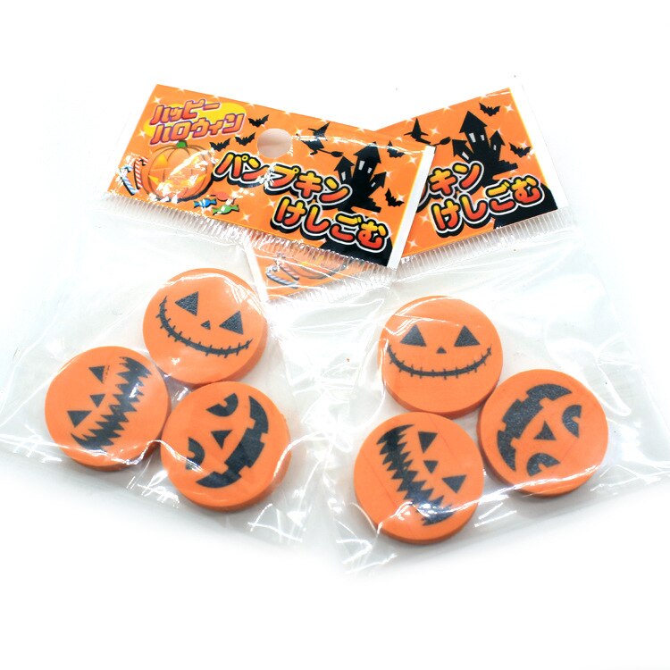 Halloween mini viskelærsett lite gresskar gummi viskelærsett 3 stk/sett