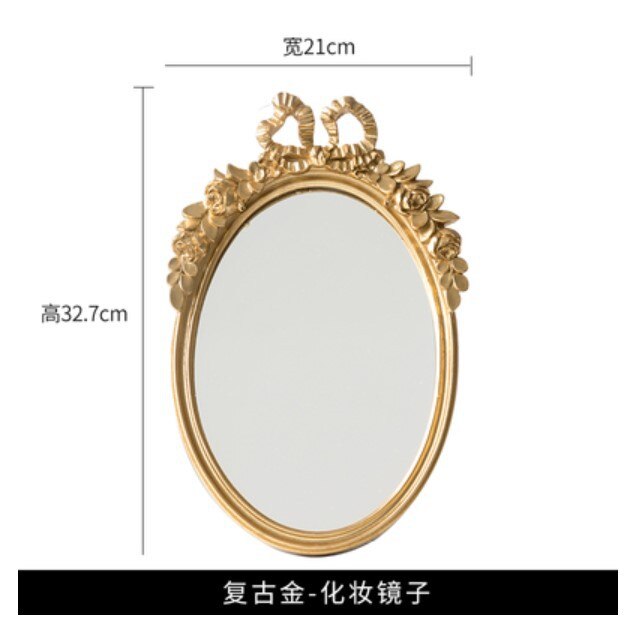 Stand Desktop Spiegel Grote Home Decoratie Elegante Milieuvriendelijke Goud Vintage Barokke Muur Gemonteerde Spiegel Voor Slaapkamer Artistieke: gold 32.7X21