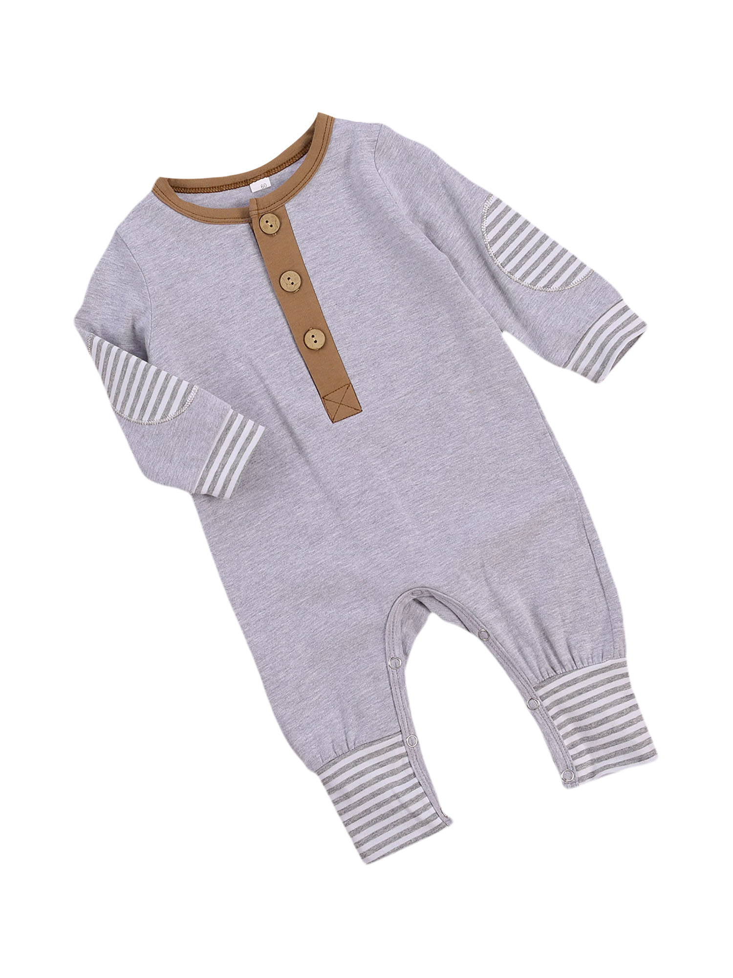 Autumn One-Piece Outfits Infants Patchwork Romper Baby Boys Jumpsuit Long Sleeve Crotch Buttons Home Sports Sleeping Trousers