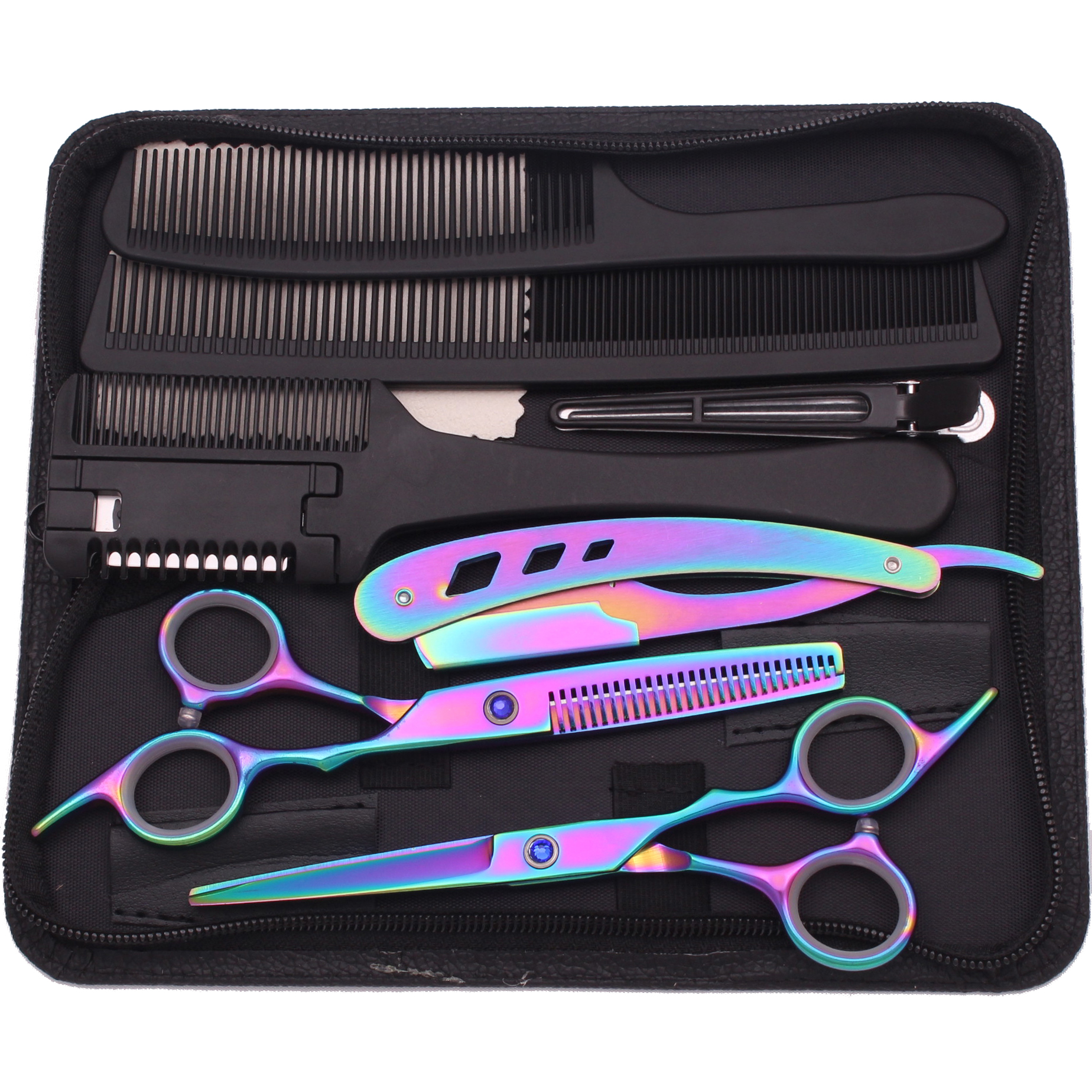 6.0 ''Professionele Haar Schaar Knippen Schaar Dunner Kappers Kapsel Scheermessen Kam Set Salon Kapper & Thuis