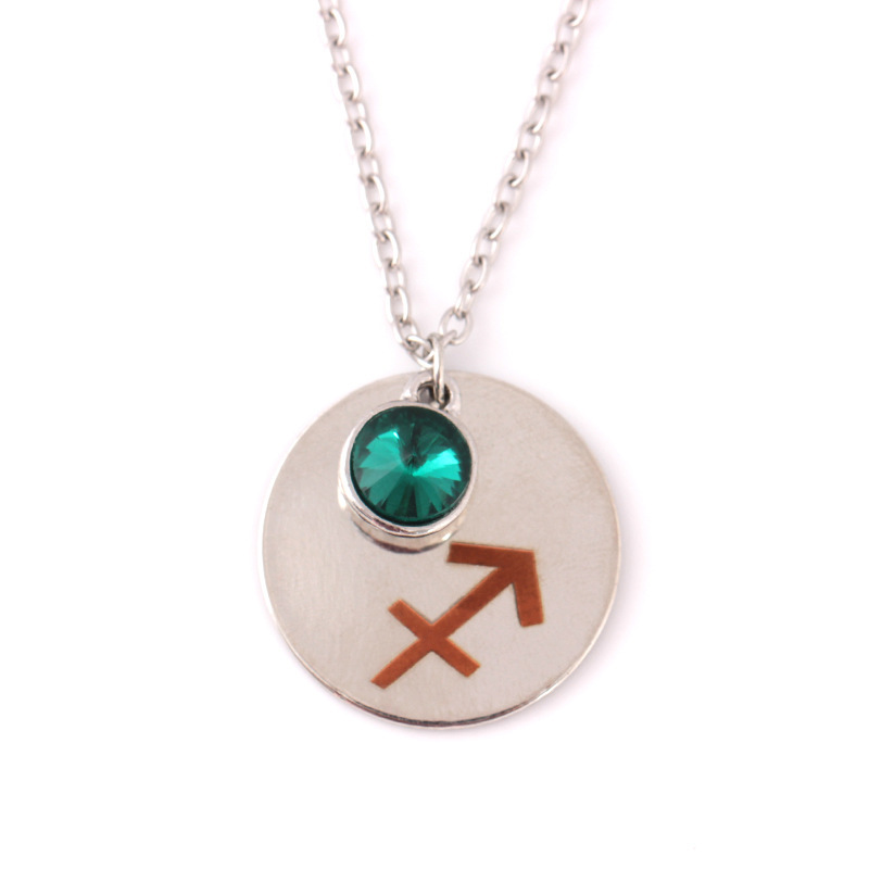 Twaalf Sterrenbeelden Kristal Ketting Voor Meisje Sleutelbeen Keten Creatieve Paar Hanger Ketting: sagittarius