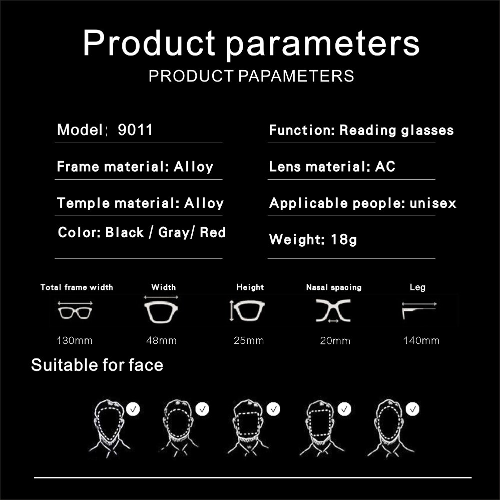 Rolipop Half Frame Readers Reading Glasses Men Prescription Eyeglasses Spring Hinges Frame Metallic Stainless Steel Clear