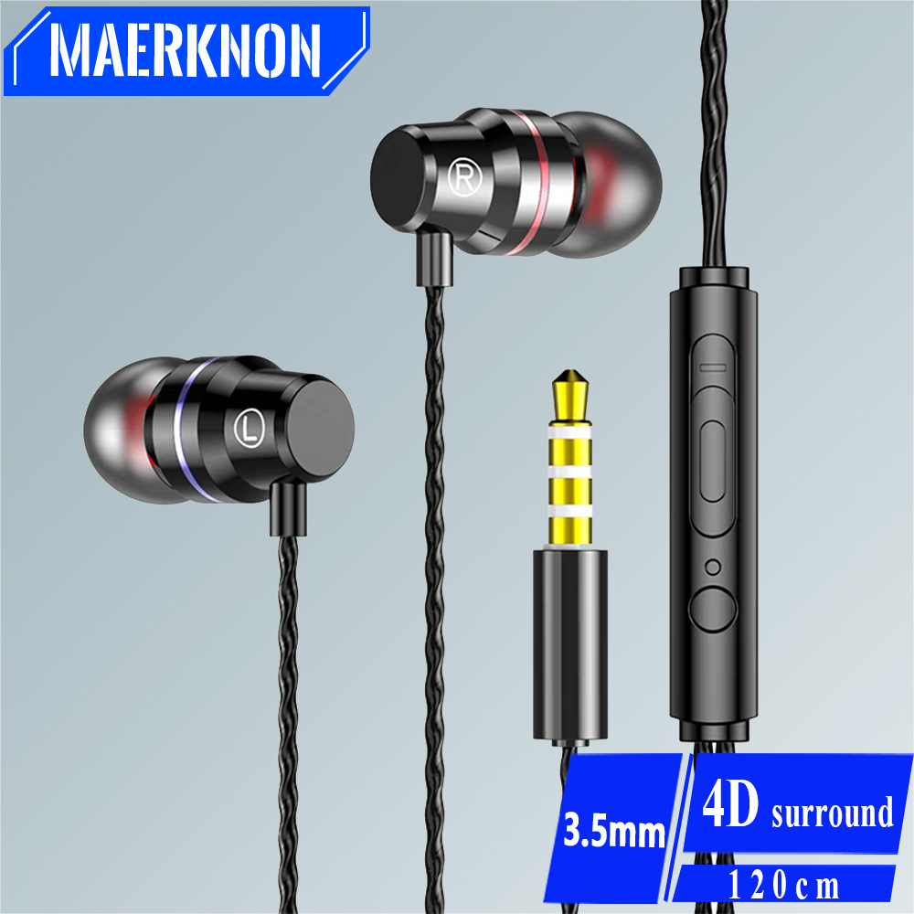 Kabel gebundene Kopfhörer 3,5mm Sport Ohrhörer Telefon Headset 4d Stereo Headset mit Mikrofon Lautstärke regler Musik Ohrhörer für Xiaomi Huawei