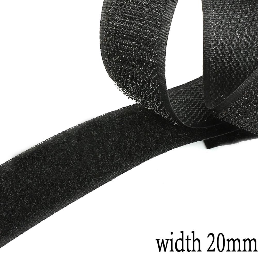 2M 16-40mm Black Not Adhesive Hook and Loop Fastener Tape Sticker Velcros Nylon Magic Tape for DIY Craft Supply Roll Sew On Tape: Black 20mm width