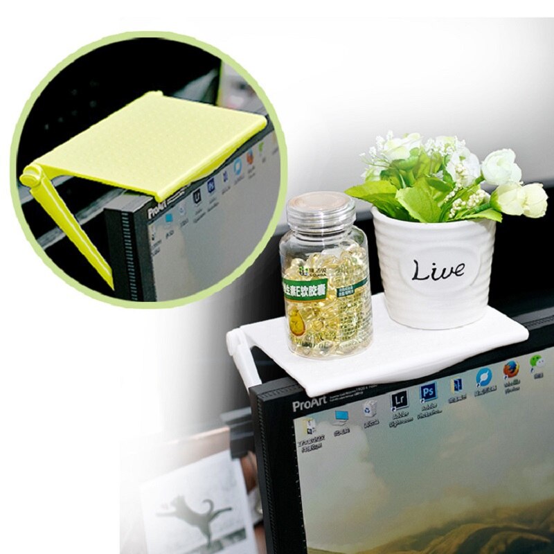 Multifunction Computer Screen Storage Rack Office Desktop Shelf Plastic Fold Storage Holder Organizer Office Storage Rack Clip