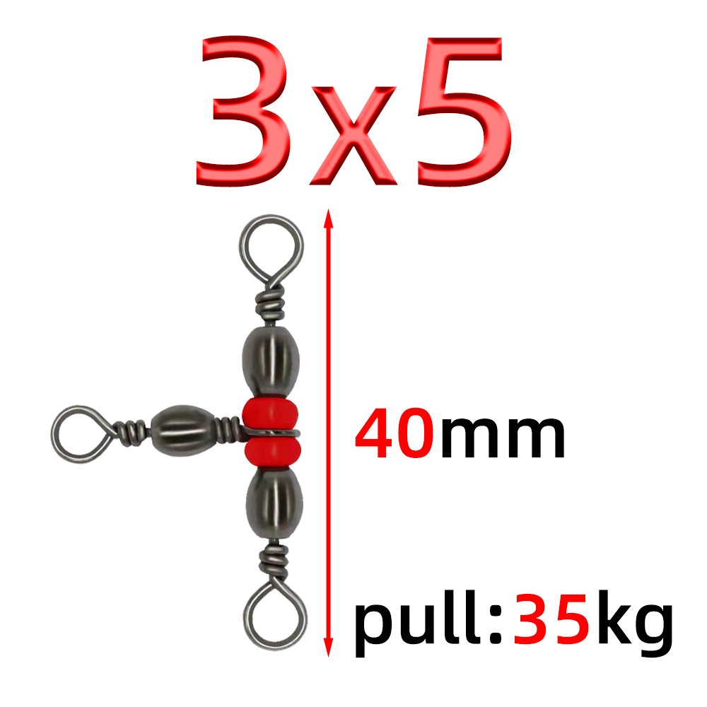 20 stk. japansk trefork flaskeformet tredelt ring 8- -ords ringdeler t-svivel rød perlesvivel fisketilbehør: Rød