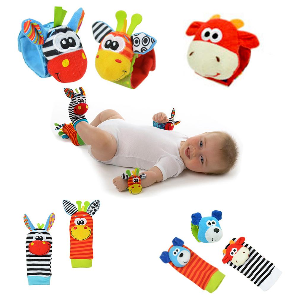 Pasgeboren Baby Hand Strap Wrist Bel Voet Sok Rammelaars Dier Rammelaars Zacht Speelgoed Voor Baby Kinderen