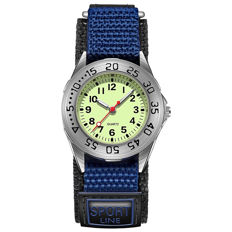 Lunette rotative de 31mm, cadran lumineux, sangles en Velco NATO, mouvement à Quartz, pour enfants: Dark Blue02