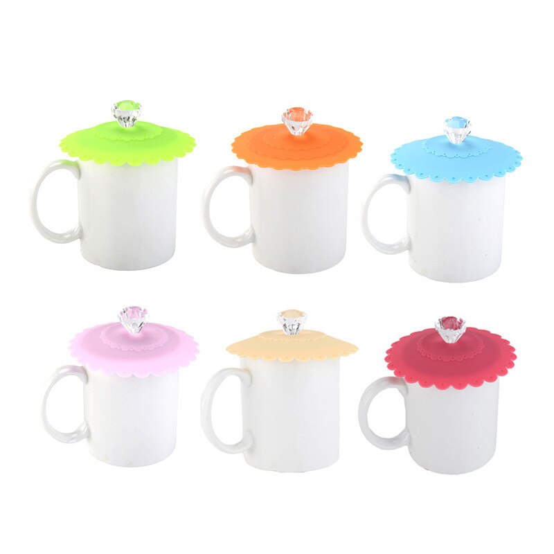 AIHOME-Tapa de copa de diamante de silicona reutilizable a prueba de polvo, tapa de aislamiento, tapa de aislamiento térmico para taza