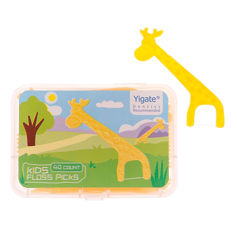 1box Kids Dental Floss Flosser Children Cartoon Picks Teeth Toothpicks Stick Teeth Toothpicks Stick Tooth Clean Oral Care: Beige