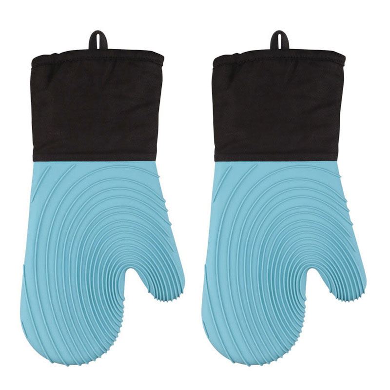 Flexibele siliconen ovenwanten set voor koken Keukenbenodigdheden Extra lange professionele hittebestendige handschoenen Bakbenodigdheden: Blauw
