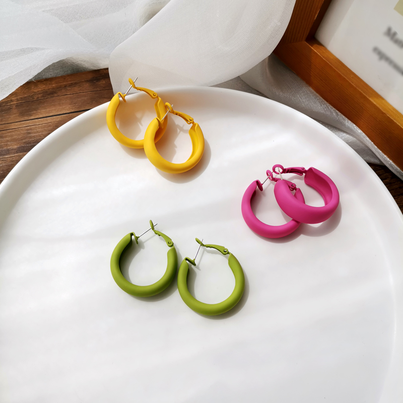 Mihan s925 moda jóias hoop brincos venda quente popular primavera verão estilo verde rosa quente amarelo earirngs para presentes da menina