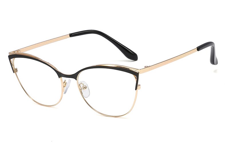 Peekaboo-Gafas de para mujer, anteojos a la con forma de ojo de gato, marco de metal dorado, gafas graduadas, accesorios femeninos, artículos de rosa y verde: gold black frame