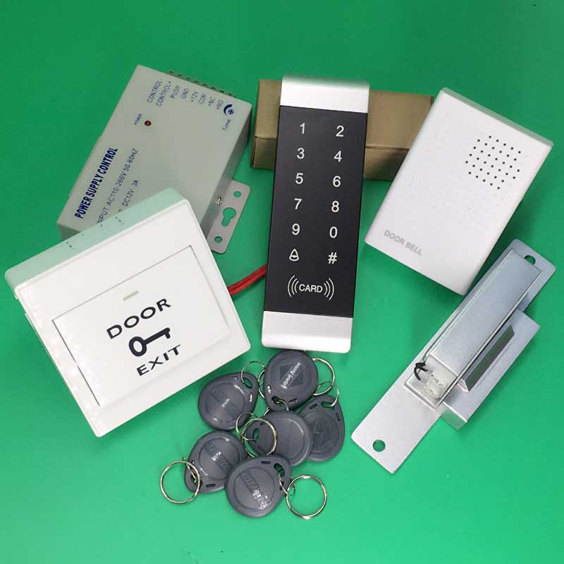 Full kit 125KHz RFID Touch &amp; Password Keypad Access Control System Security+NC Electric Strike Lock+Password