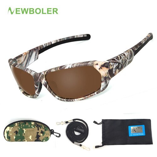 Newboler kamuflasje polariserte solbriller fiske menn kvinner sykling turkjøringe solbriller utendørs sport briller de sol camo: Brun