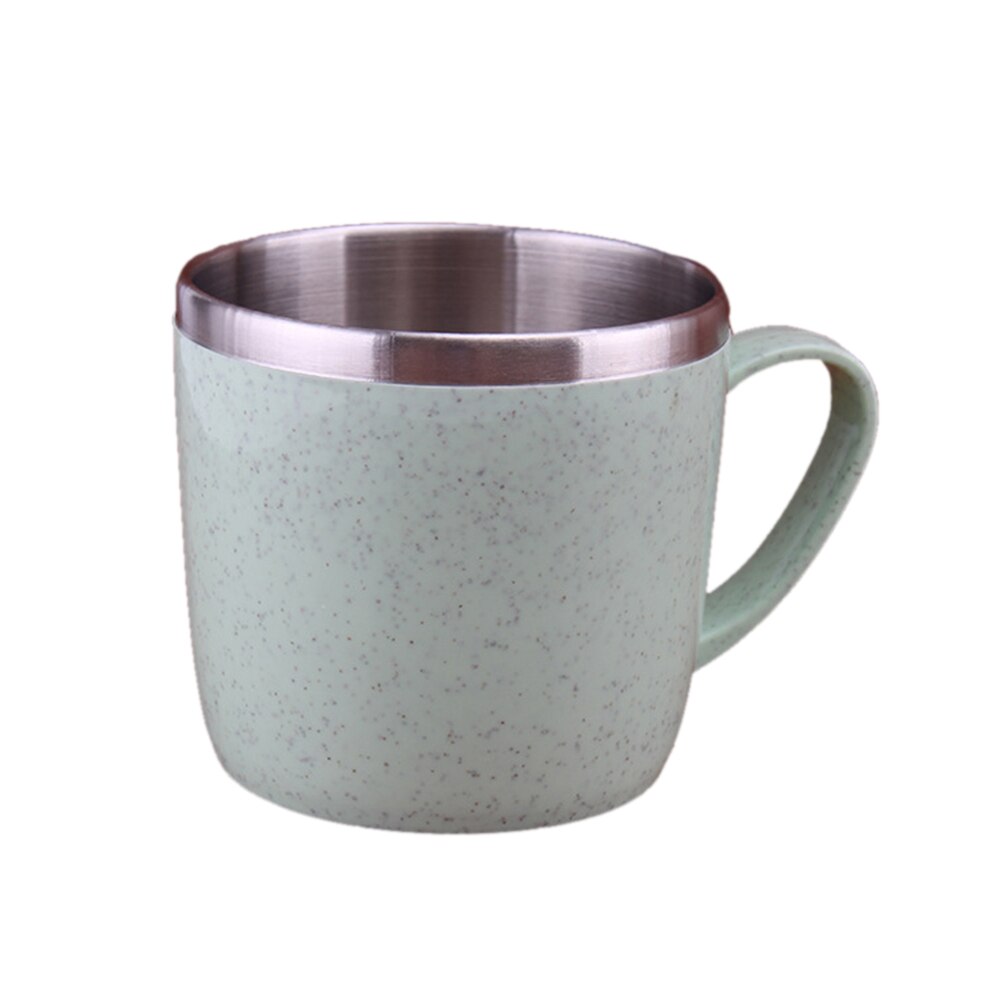 Mini Kids Mug 304 Stainless Steel Coffee Mug Tea Cup For Children Drinkware Wheat Straw Water Cup Tea Mug 8x7.3cm 220ML: Green
