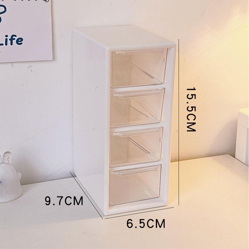 Desktop Organizer 4 Drawers Storage Cabinet Organizer Mini Transparent Cabinets Drawers Plastic Jewelry Cosmetic Makeup Box