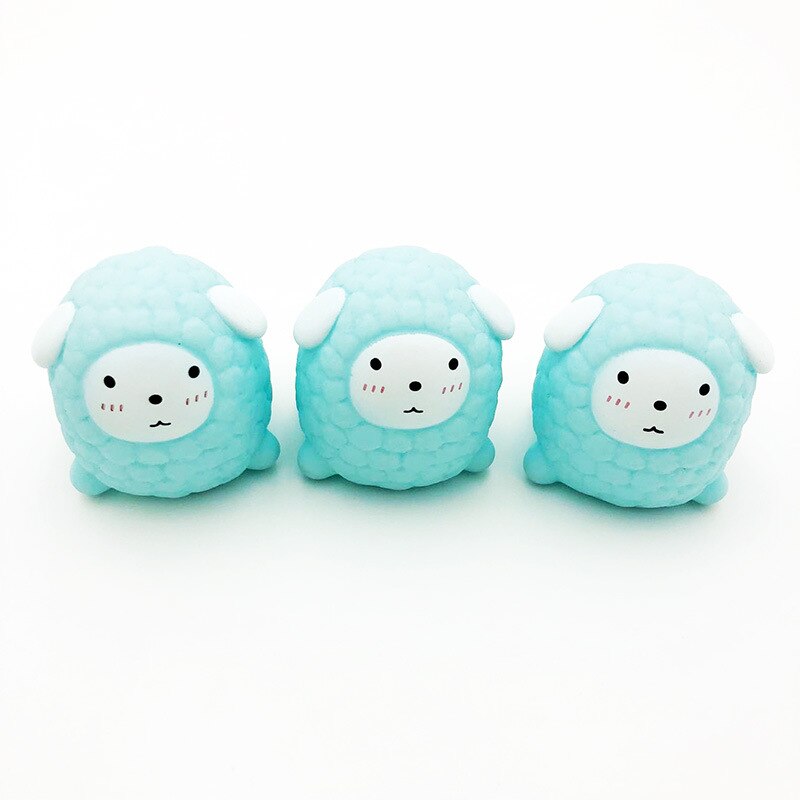 3pc Cute Small Sample Knead Vent Decompression Comic Cartoon Lamb Doll Children Water Squishies Toy Three Colors: blue