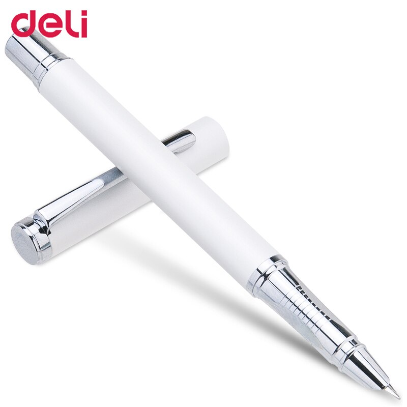 Deli EF nib ink fountain pen for school office writing supply luxury pen with box calligraphy business: white