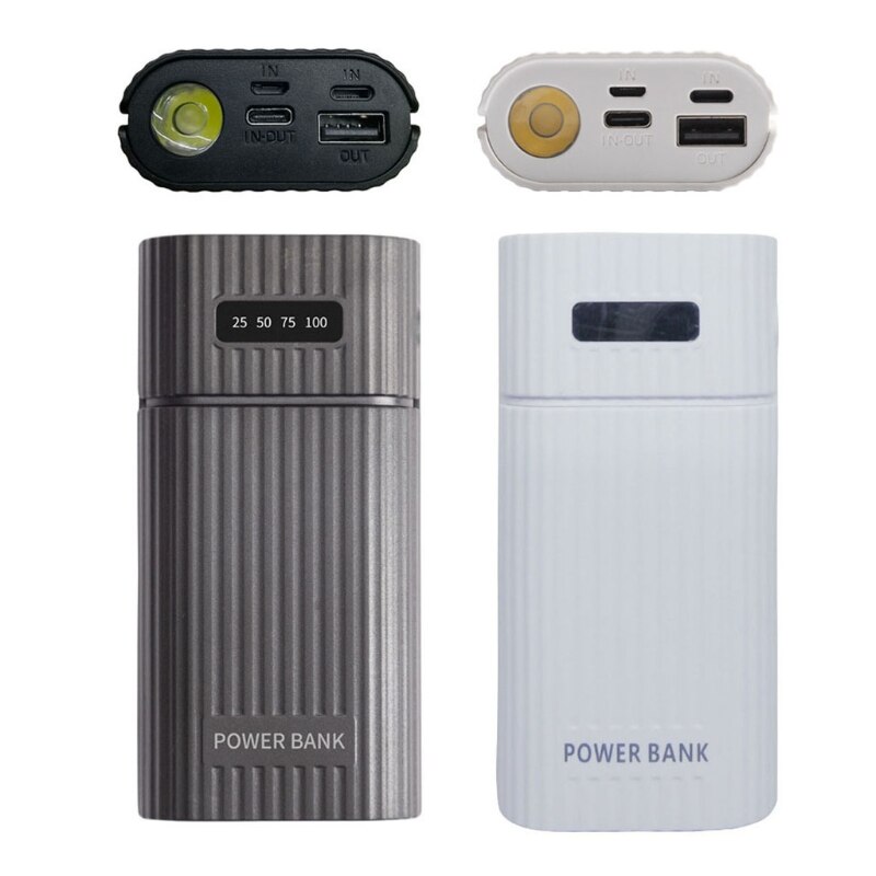 3-Port Input DIY USB Power Bank Kit Box Case 18650 20700 21700 Battery Charger Adapter with LED Flashlight for Mobile Phone