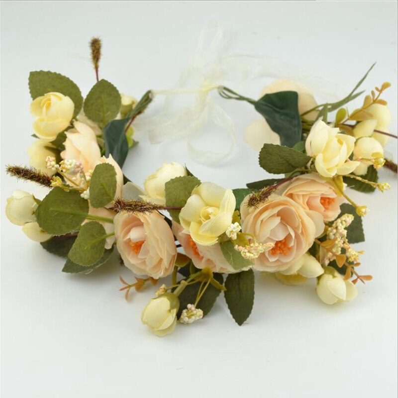 Diadema de flores grandes Bohemia para mujer, diadema, corona, vid, Festival, boda: F