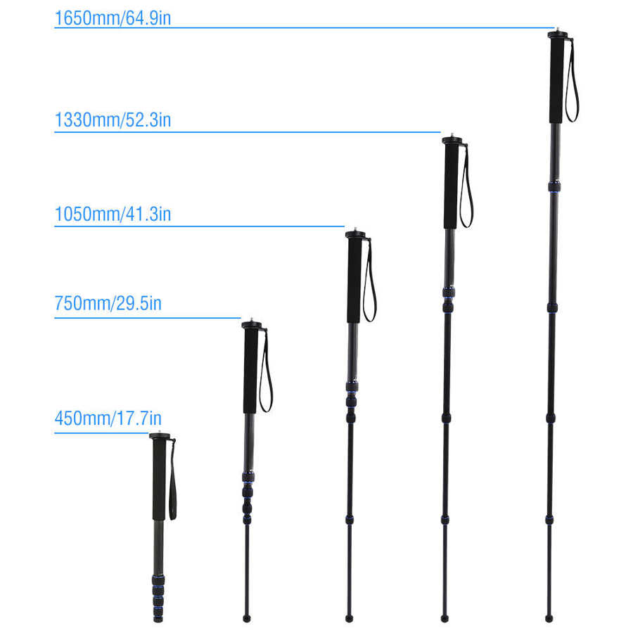 C-222+M-1 Carbon Fiber Outdoor Telescopic Monopod Tripod Cane for Accessory