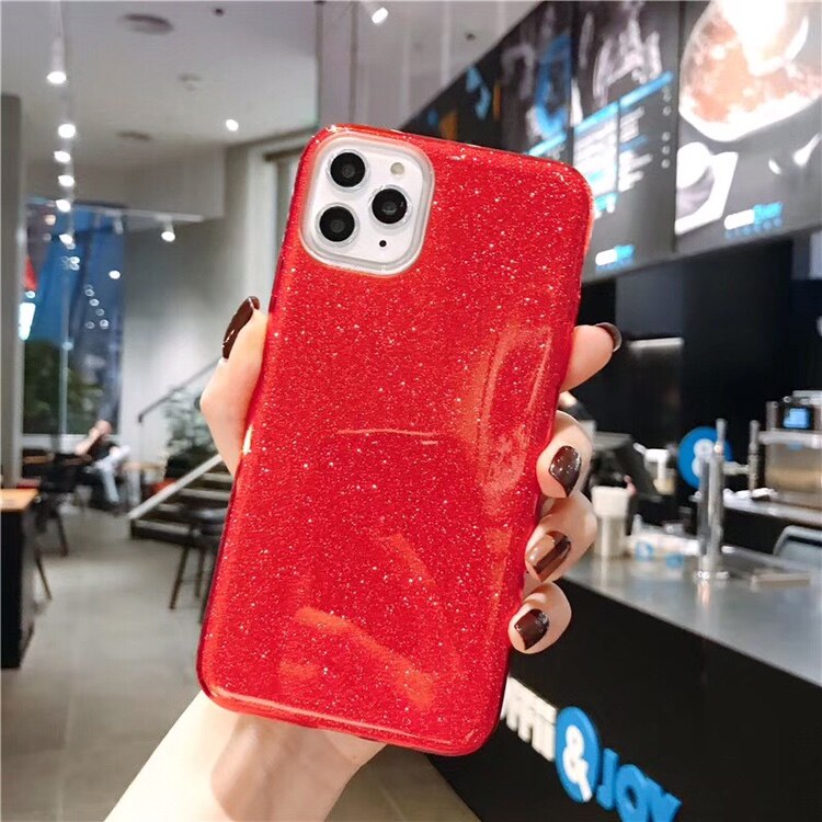 Ottwn Bling Powder Phone Case For iPhone 11 Pro Soft Silicone TPU Shiny Glitter Candy Color Cover For iPhone 11 11 Pro Max Shell: For iPhone 11 / Red