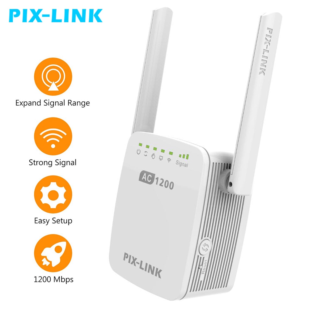 Répéteur Wi-Fi sans fil PIXLINK 1200/5G, 2.4 mb/s, extension de la portée du routeur, Booster de Signal Internet, antennes à large couverture