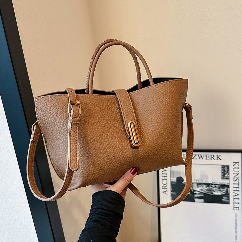 Mode Dames Handtassen Lychee Lederen Draagtas Veelzijdige Avondtasje Commuter Eenvoudige Schoudertas Eenvoudige Messenger Bag